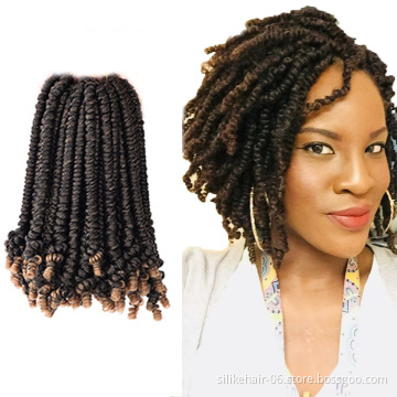 High Quality Soft 8inch Ombre Brown Fluffy Pre-twisted Passion Spring Bomb Twist Crochet Braiding Hair Synthetic Hair Extensions